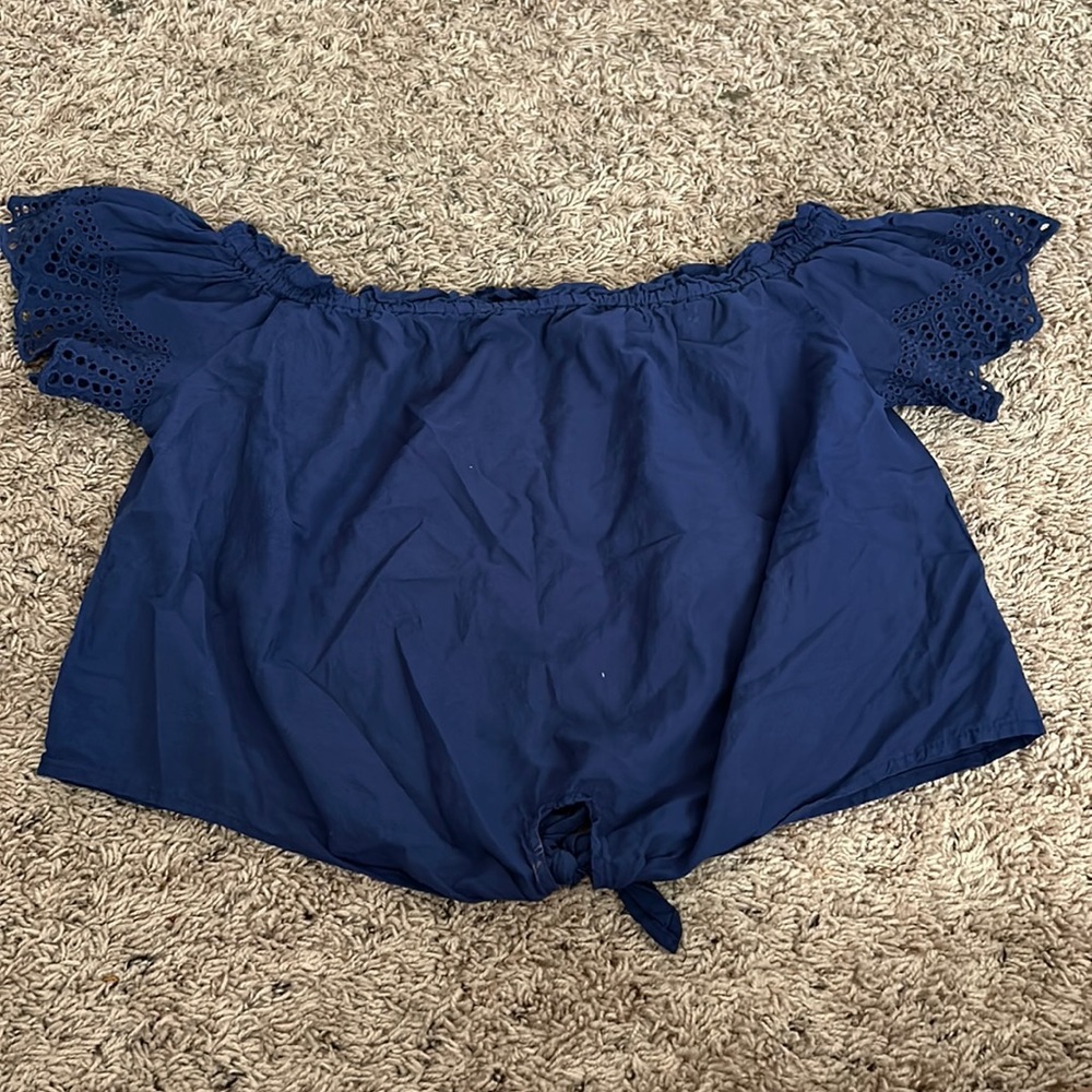 PAPAYA ruffled off the shoulder crop SZ M